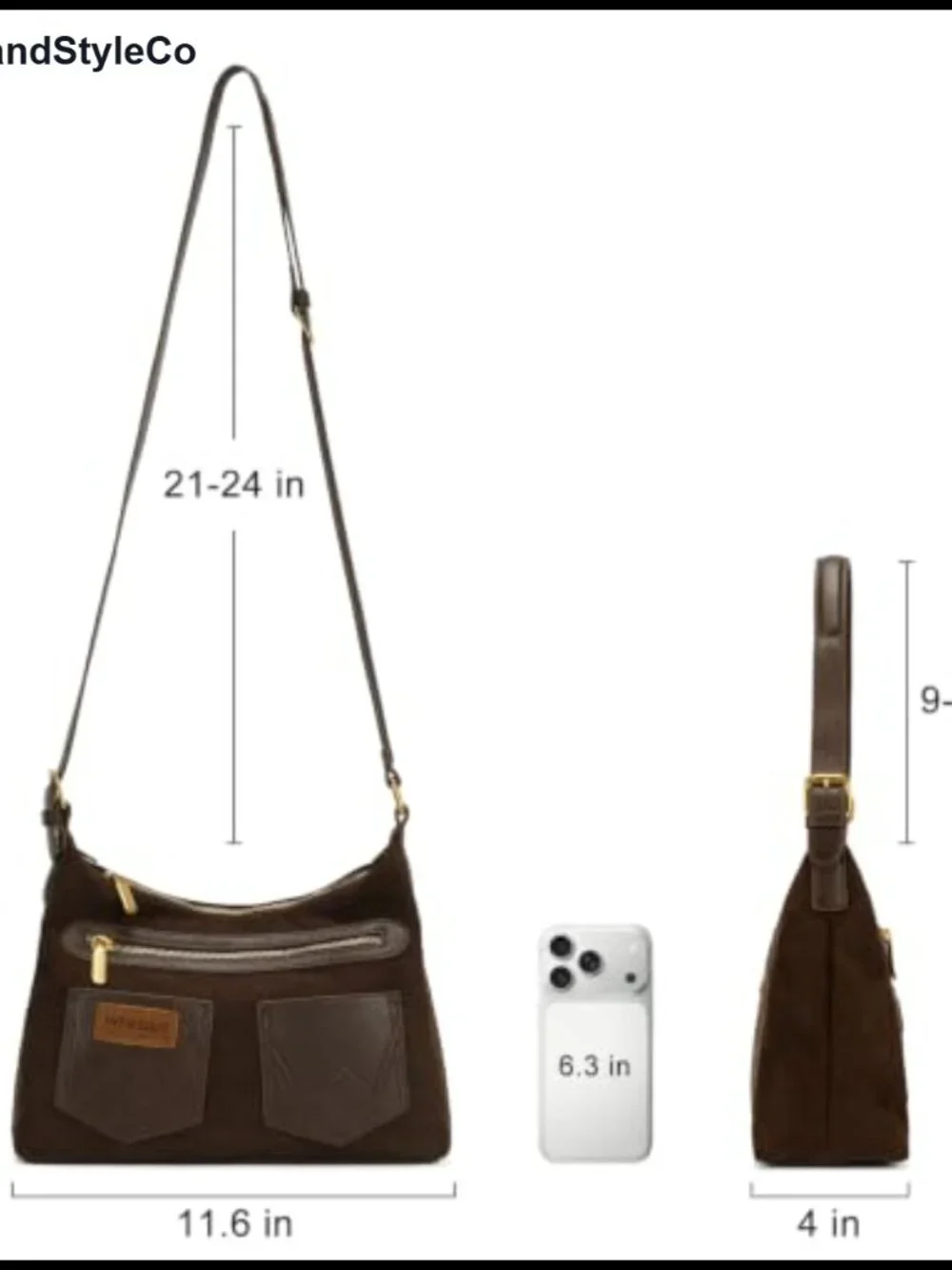 Faux Suede Hobo Shoulder Bag Slouchy Crossbody Purse Women